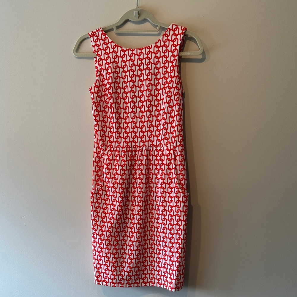 Jude Connally Orange and White Geometric Dress